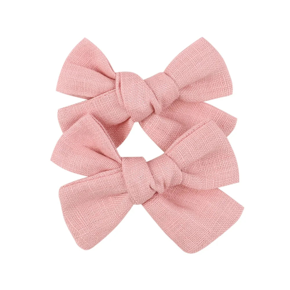 2Pcs/lot 12Colors 3.2Inch Cotton Hair Bows Bowknot With Clips For Girls Hair Clips Cute Barrettes Headwear Kids Hair Accessories