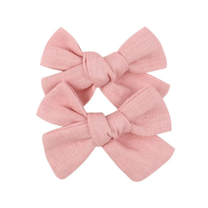 2Pcs/lot 12Colors 3.2Inch Cotton Hair Bows Bowknot With Clips For Girls Hair Clips Cute Barrettes Headwear Kids Hair Accessories