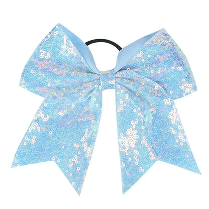 Big Bowknot Girl Hairband Girls Ribbon Cheerleading Hair Bows with Sequin Beads Kids Ponytail Holder Women Elastic Hair Tie