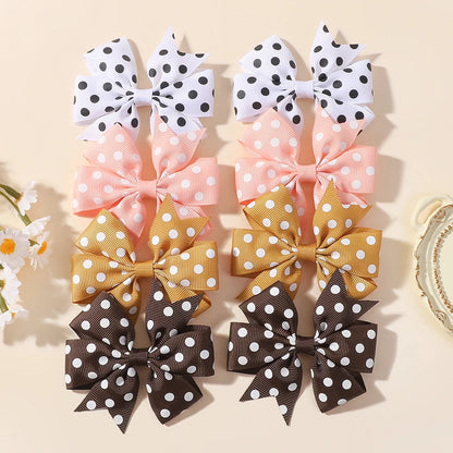 30Pcs random color ribbon hair bows hair clip classic children's polka dot hair clip boutique cheer bow hair bangs hairgripes
