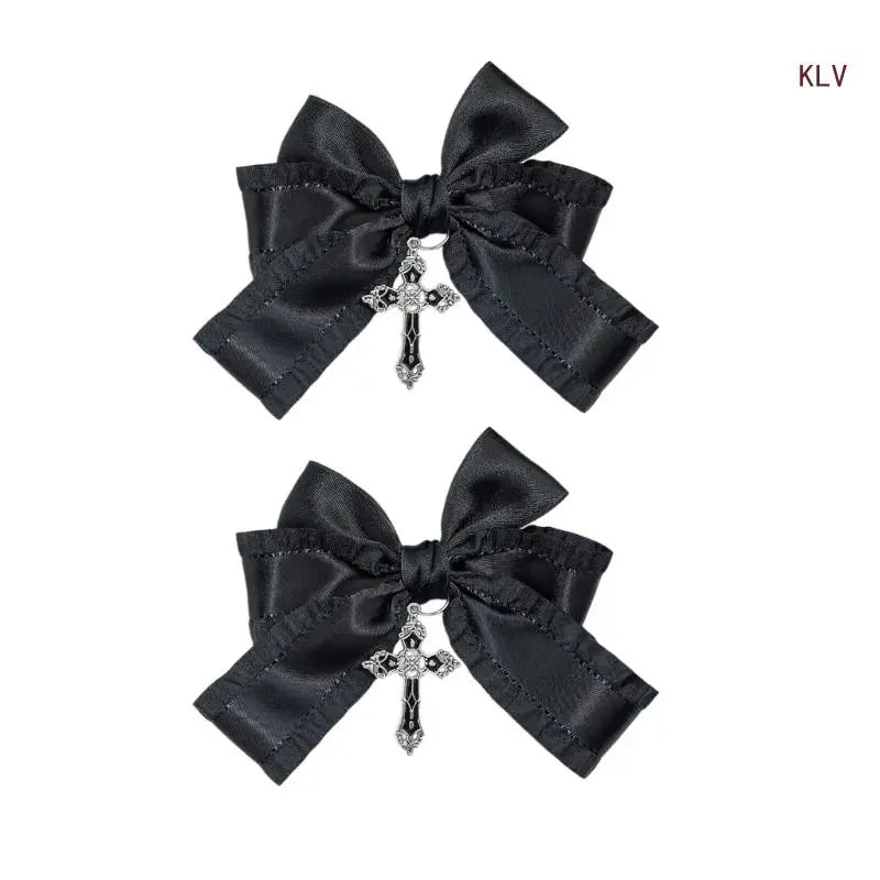 Goth Ribbon Bowknot Hair Clip Sweet Large Bows Hairpin Women Hair Styling Accessories for Thin Hair French Barrettes