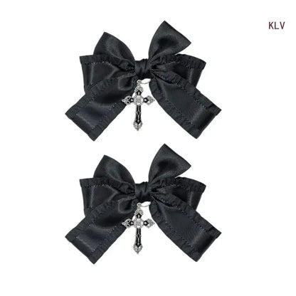 Goth Ribbon Bowknot Hair Clip Sweet Large Bows Hairpin Women Hair Styling Accessories for Thin Hair French Barrettes
