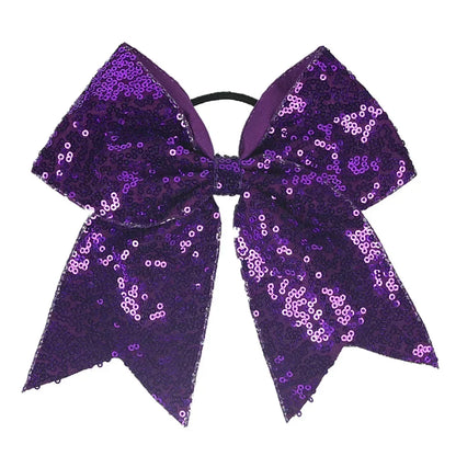Big Bowknot Girl Hairband Girls Ribbon Cheerleading Hair Bows with Sequin Beads Kids Ponytail Holder Women Elastic Hair Tie