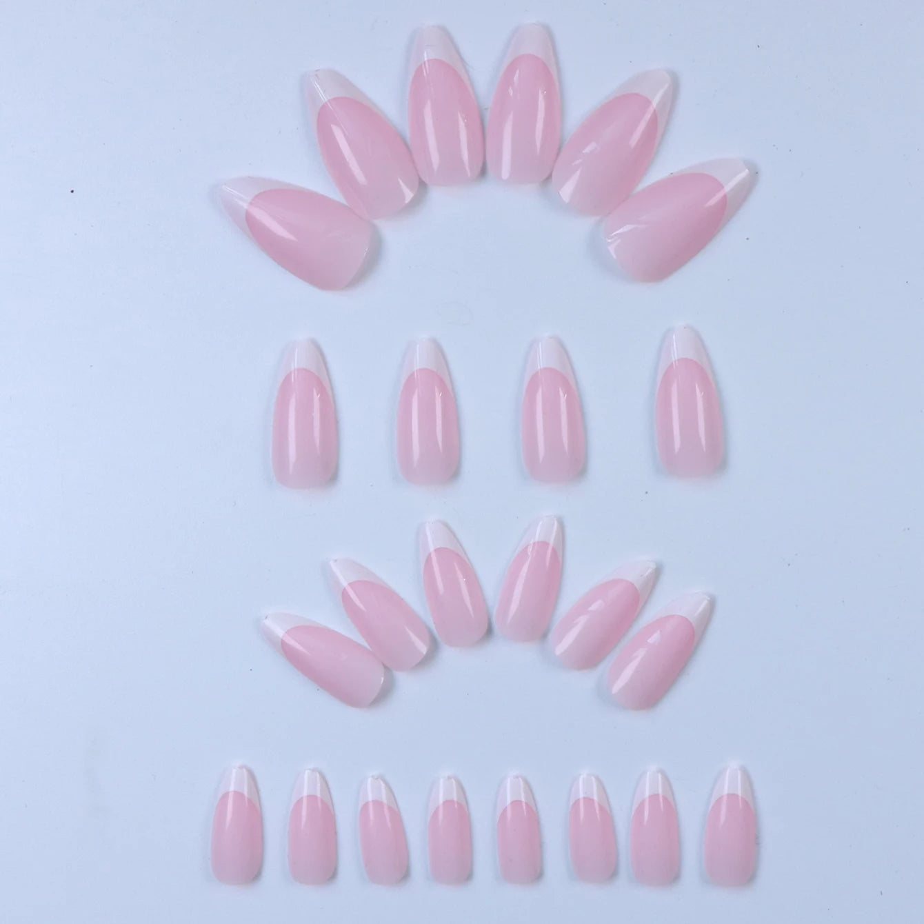 24PCS- French white border almond nails-Whitening Nail Art Set With Detachable Fake Nails For Festival- Date And Daily Wear