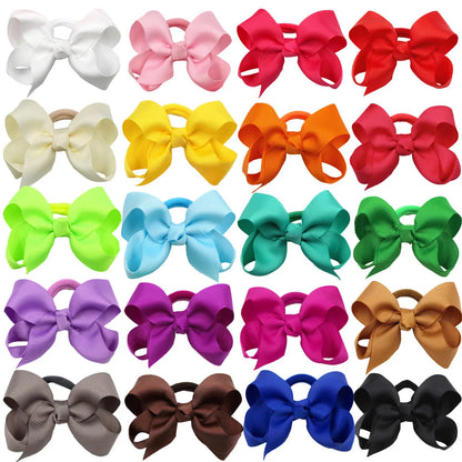 Cute Baby Girls Hair Bows Hair Ties Kids Hair Bands 3inch Bows Ponytail Holder Ties Children Kids Hair Accessories