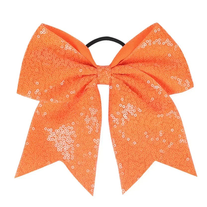 Big Bowknot Girl Hairband Girls Ribbon Cheerleading Hair Bows with Sequin Beads Kids Ponytail Holder Women Elastic Hair Tie