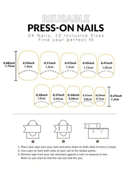 24PCS Press On Nails Short Pink Square Fingertip French Trim Press On Nails Love Design Sweet Nails Glisten Press On Nails