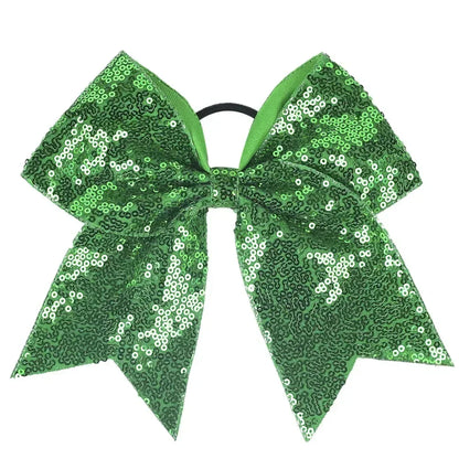 Big Bowknot Girl Hairband Girls Ribbon Cheerleading Hair Bows with Sequin Beads Kids Ponytail Holder Women Elastic Hair Tie