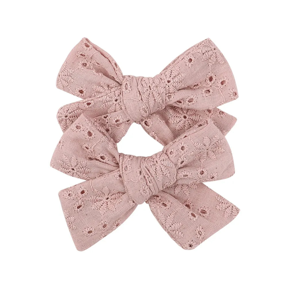 2Pcs/lot 12Colors 3.2Inch Cotton Hair Bows Bowknot With Clips For Girls Hair Clips Cute Barrettes Headwear Kids Hair Accessories