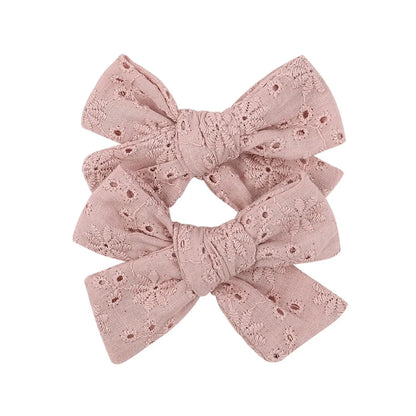 2Pcs/lot 12Colors 3.2Inch Cotton Hair Bows Bowknot With Clips For Girls Hair Clips Cute Barrettes Headwear Kids Hair Accessories