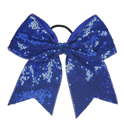 Big Bowknot Girl Hairband Girls Ribbon Cheerleading Hair Bows with Sequin Beads Kids Ponytail Holder Women Elastic Hair Tie