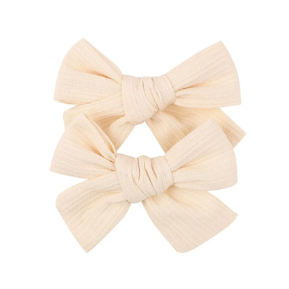 2Pcs/lot 12Colors 3.2Inch Cotton Hair Bows Bowknot With Clips For Girls Hair Clips Cute Barrettes Headwear Kids Hair Accessories