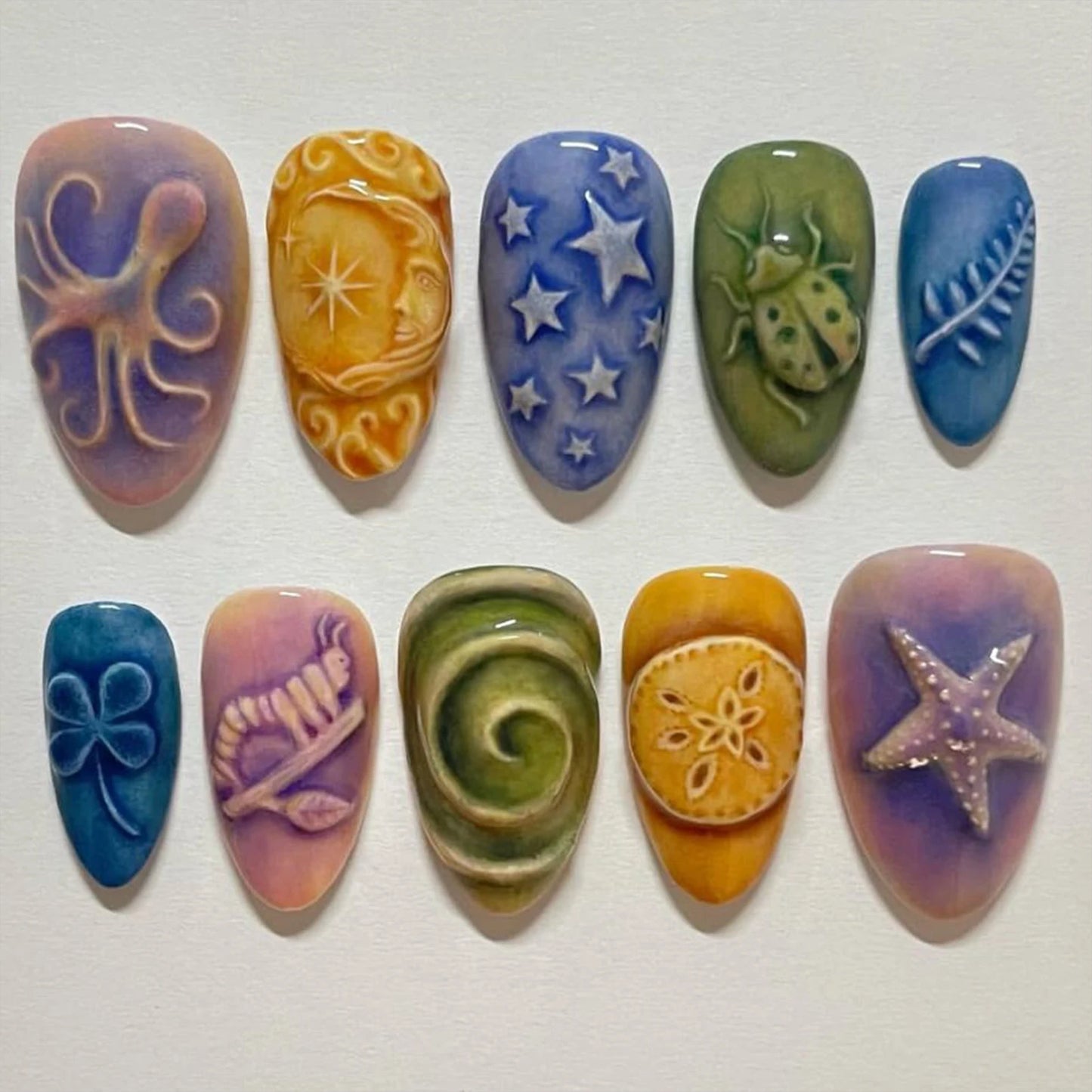 24 uñas postizas con estampado de flores, color vino tinto, rubor, almendra, reutilizables, para verano.