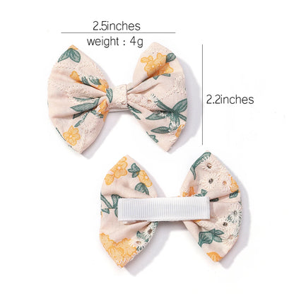 2Pcs/Set Solid Color Kids Bows Hair Clips for Baby Girls Handmade Plaid Bowknot Hairpin Barrettes Photograph Hair Accessories