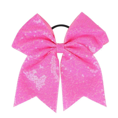 Big Bowknot Girl Hairband Girls Ribbon Cheerleading Hair Bows with Sequin Beads Kids Ponytail Holder Women Elastic Hair Tie