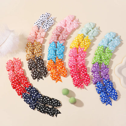 30Pcs random color ribbon hair bows hair clip classic children's polka dot hair clip boutique cheer bow hair bangs hairgripes