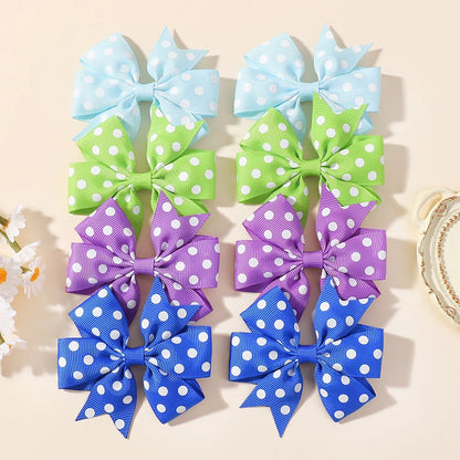 30Pcs random color ribbon hair bows hair clip classic children's polka dot hair clip boutique cheer bow hair bangs hairgripes