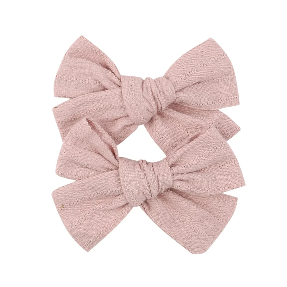 2Pcs/lot 12Colors 3.2Inch Cotton Hair Bows Bowknot With Clips For Girls Hair Clips Cute Barrettes Headwear Kids Hair Accessories