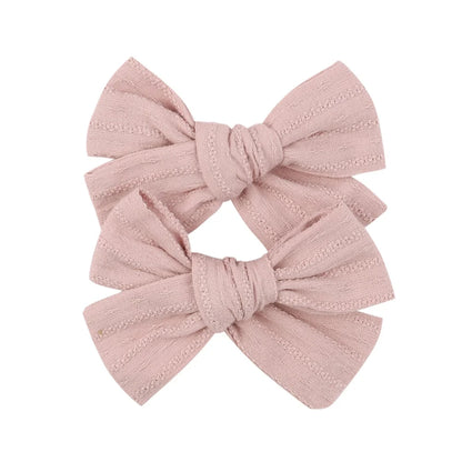 2Pcs/lot 12Colors 3.2Inch Cotton Hair Bows Bowknot With Clips For Girls Hair Clips Cute Barrettes Headwear Kids Hair Accessories