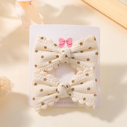 2Pcs/Set Solid Color Kids Bows Hair Clips for Baby Girls Handmade Plaid Bowknot Hairpin Barrettes Photograph Hair Accessories