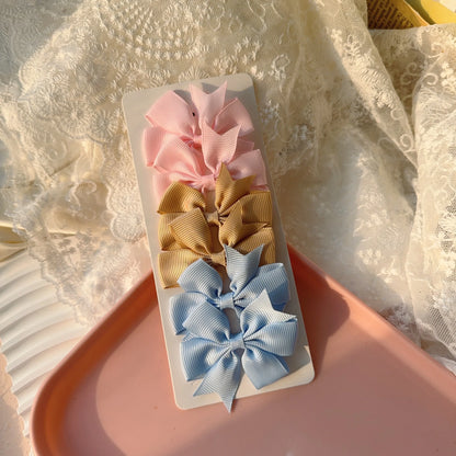 6-10Pcs Cute Bows Hair Clips For Girls Colorful Bows Clip Hairpin Handmade Barrettes Headwear Kids Children Hair Accessories