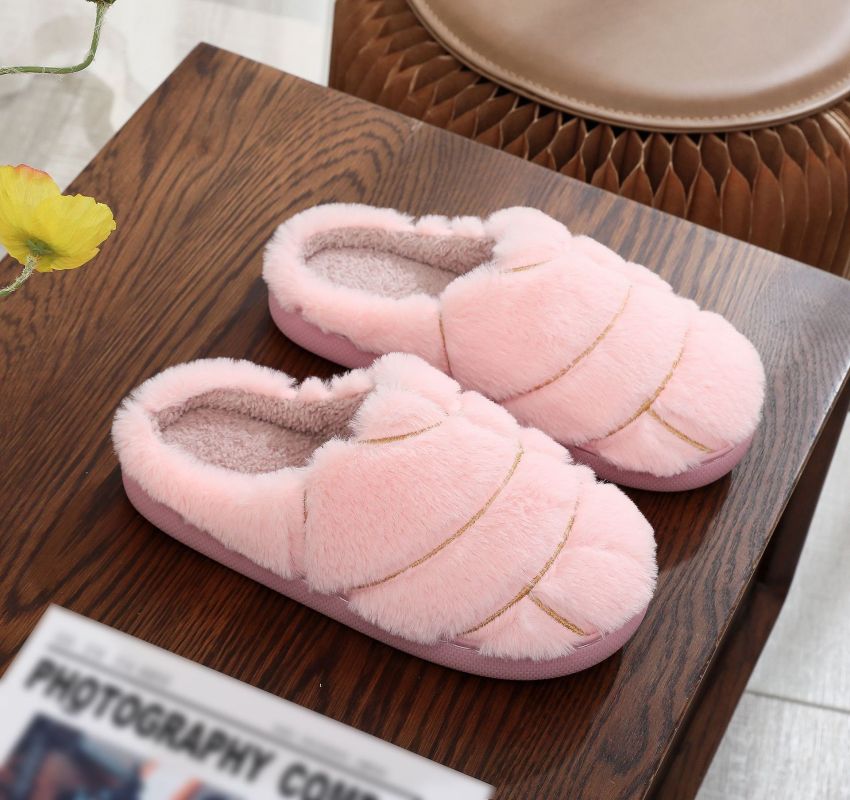 Zapatillas de piel de conejo para hombre y mujer, zapatillas de interior cálidas de invierno. 