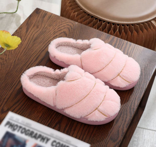 Zapatillas de piel de conejo para hombre y mujer, zapatillas de interior cálidas de invierno. 