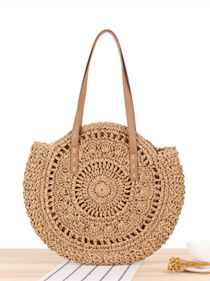 Bolso de hombro redondo tejido de paja, bolso tejido, bolso de playa, bolso de mujer de moda, bolso tejido de paja 
