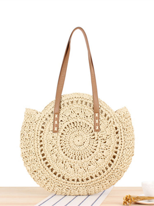 Bolso de hombro redondo tejido de paja, bolso tejido, bolso de playa, bolso de mujer de moda, bolso tejido de paja 