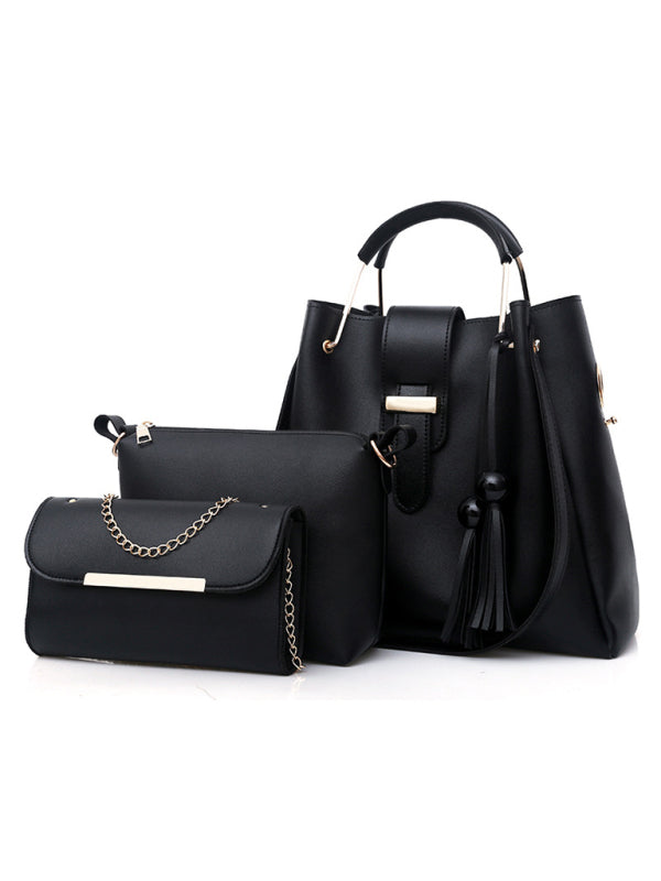 Bolso de mano de moda de un solo hombro tipo cubo para damas, bolso de equipaje, conjunto de tres piezas 