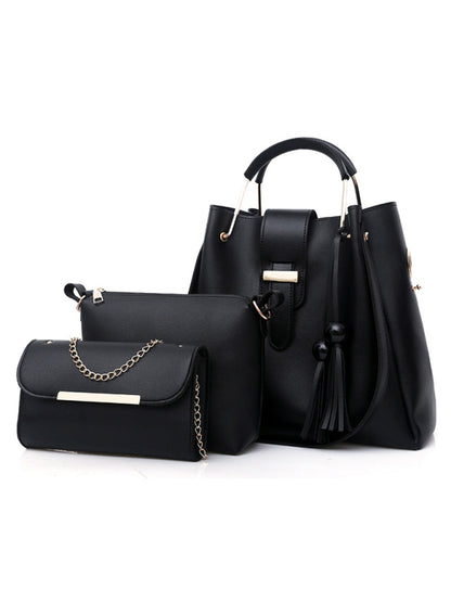 Bolso de mano de moda de un solo hombro tipo cubo para damas, bolso de equipaje, conjunto de tres piezas 