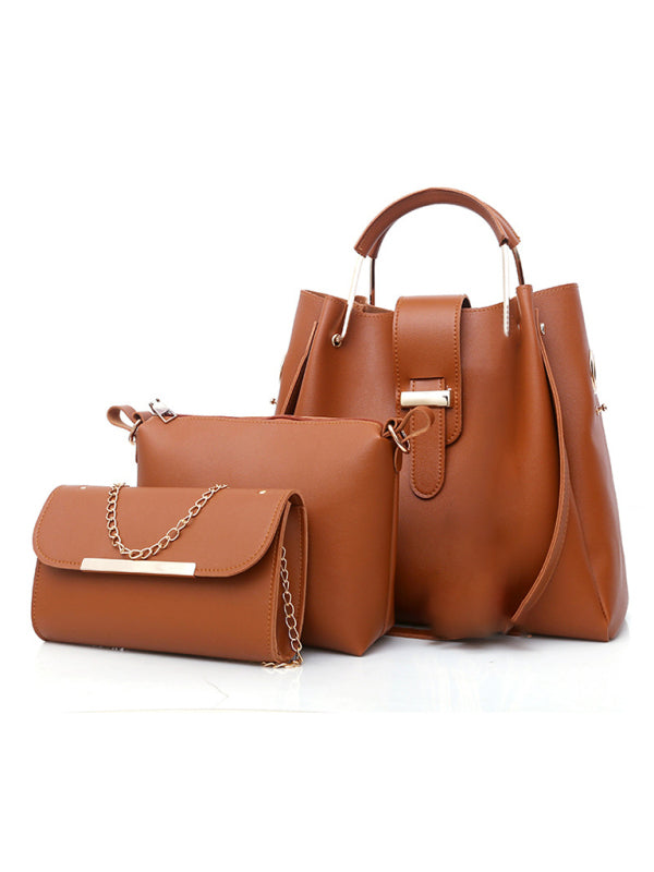 Bolso de mano de moda de un solo hombro tipo cubo para damas, bolso de equipaje, conjunto de tres piezas 