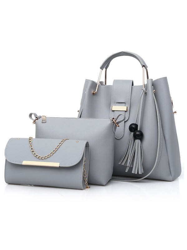 Bolso de mano de moda de un solo hombro tipo cubo para damas, bolso de equipaje, conjunto de tres piezas 