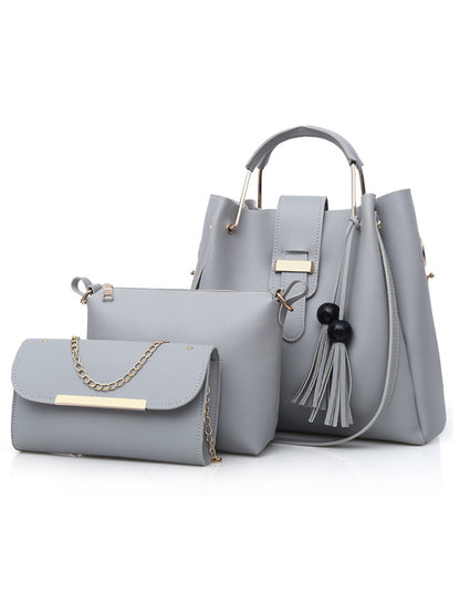 Bolso de mano de moda de un solo hombro tipo cubo para damas, bolso de equipaje, conjunto de tres piezas 