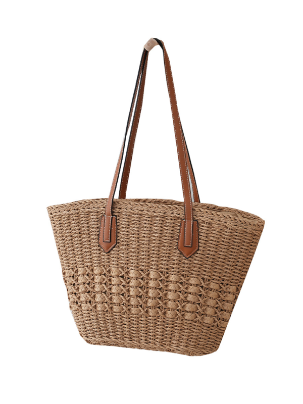 Nuevo bolso de paja de un solo hombro, bolso de mano informal de moda para vacaciones en la playa, bolso de mano de gran capacidad. 