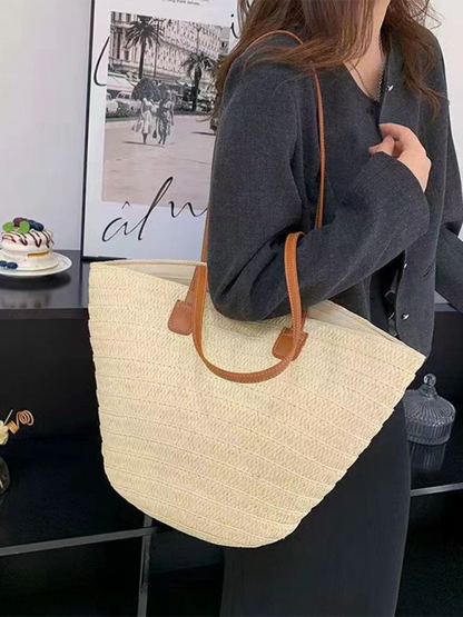 Bolso bandolera tejido de un solo hombro para mujer, nuevo bolso de playa de gran capacidad para vacaciones, bolso de mano para ir al trabajo 