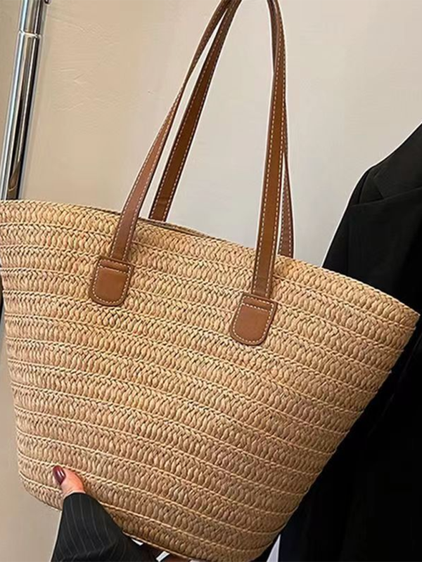 Bolso bandolera tejido de un solo hombro para mujer, nuevo bolso de playa de gran capacidad para vacaciones, bolso de mano para ir al trabajo 