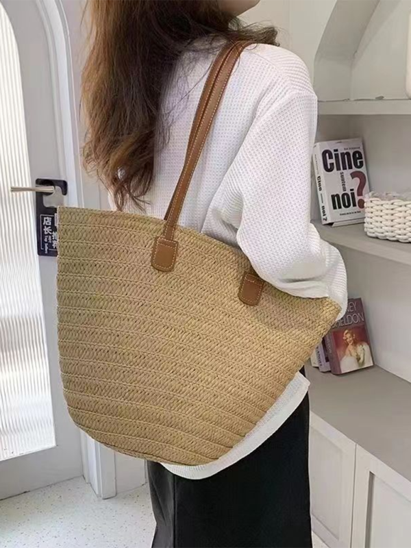 Bolso bandolera tejido de un solo hombro para mujer, nuevo bolso de playa de gran capacidad para vacaciones, bolso de mano para ir al trabajo 