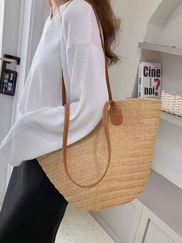 Bolso bandolera tejido de un solo hombro para mujer, nuevo bolso de playa de gran capacidad para vacaciones, bolso de mano para ir al trabajo 