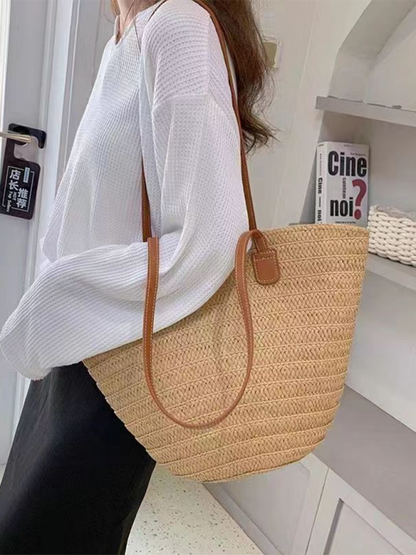Bolso bandolera tejido de un solo hombro para mujer, nuevo bolso de playa de gran capacidad para vacaciones, bolso de mano para ir al trabajo 