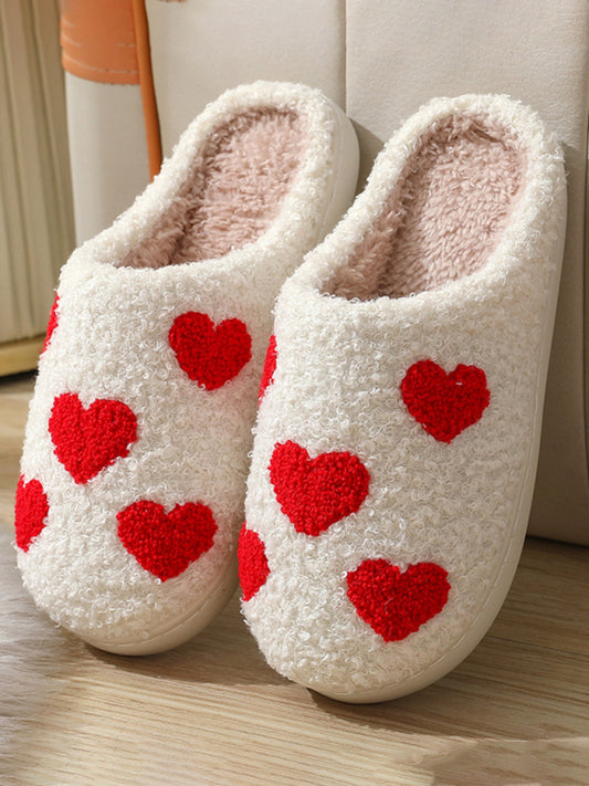 Pantuflas de algodón con diseño de amor para Navidad y San Valentín, para interiores y exteriores, de felpa y cálidas. 