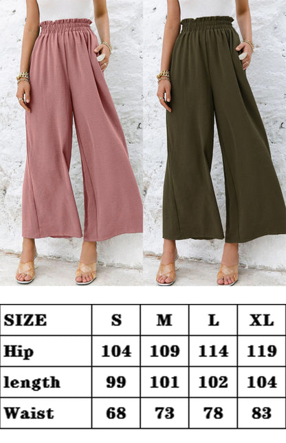 Pantalones casuales rectos ajustados de cintura alta y pierna ancha 