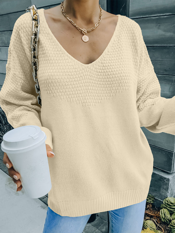 Suéter de manga larga con cuello en V para mujer, nuevo estilo europeo y americano, para otoño e invierno. 