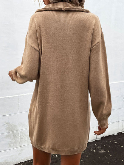 Vestido de suéter de punto casual y elegante 