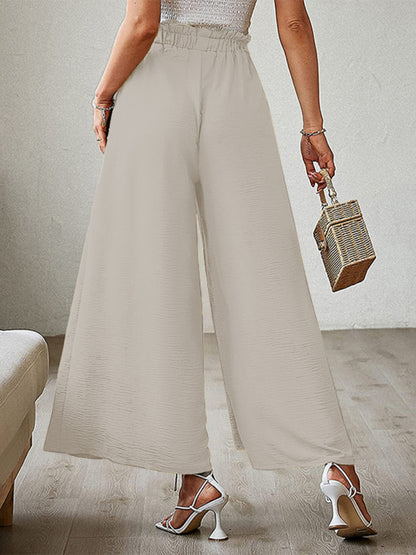 Pantalones anchos plisados ​​de cintura alta con lazo y cinturón, nuevos. 