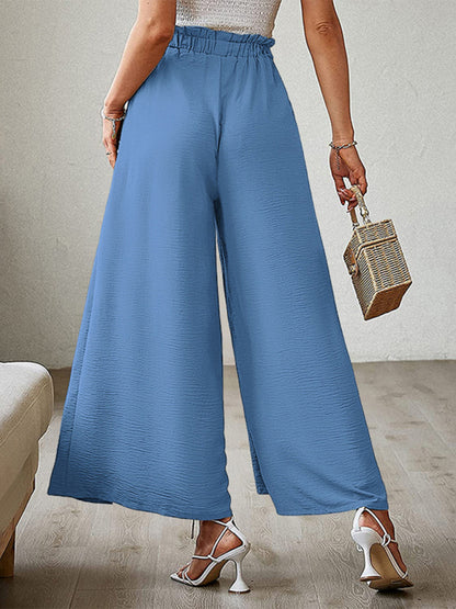 Pantalones anchos plisados ​​de cintura alta con lazo y cinturón, nuevos. 