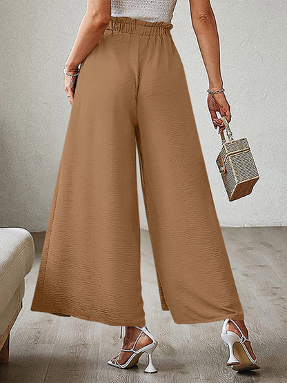 Pantalones anchos plisados ​​de cintura alta con lazo y cinturón, nuevos. 