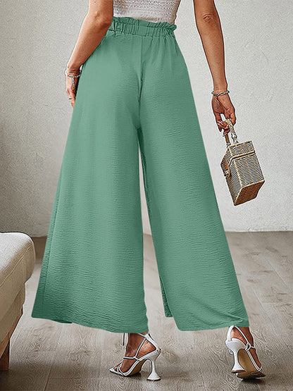 Pantalones anchos plisados ​​de cintura alta con lazo y cinturón, nuevos. 