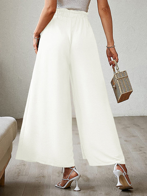 Pantalones anchos plisados ​​de cintura alta con lazo y cinturón, nuevos. 