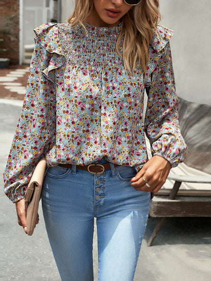 Blusa de manga larga con estampado floral y feminidad para uso diario 